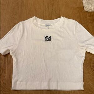 Loewe Cream Ribbed Short Sleeve Tee